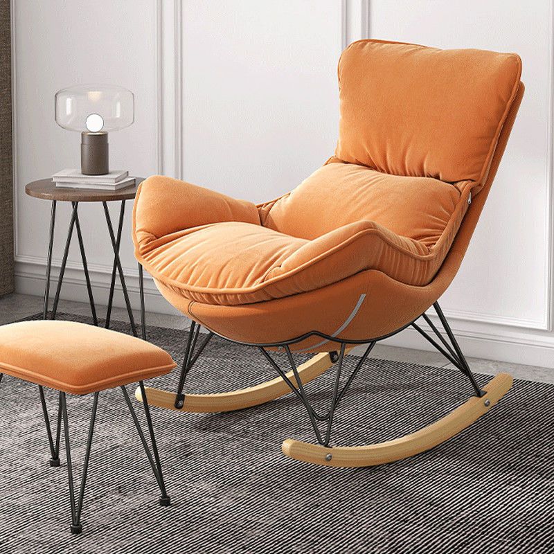 Simple Faux Leather Rocker Chair Plain Rocking Chair with Removable Cushions