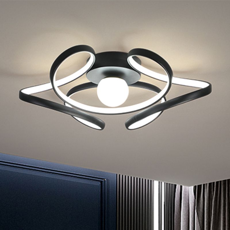 Metal Twist Flush Mount Ceiling Light Minimalist LED Flush Mount Fixture with Ball Acrylic Shade