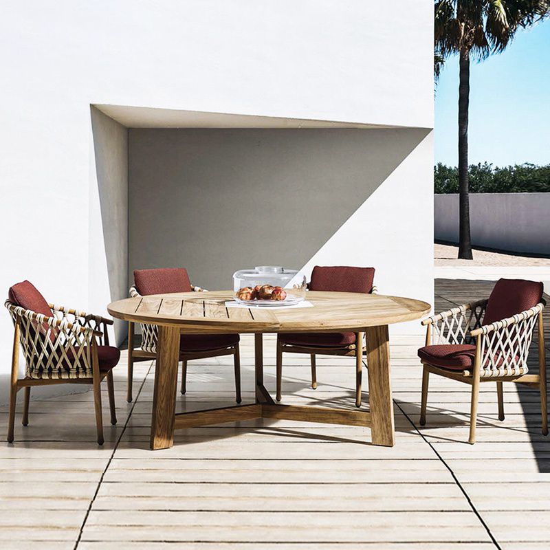 Boho Style 1/5 Pieces Dining Set Wood Dining Table Set for Outdoor