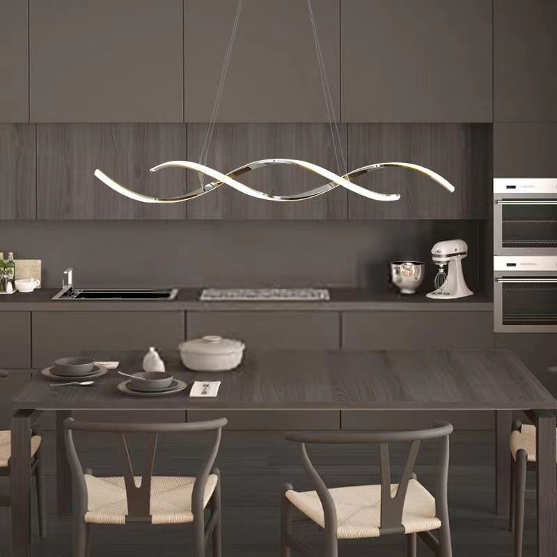 Ligera de forma lineal Luz moderna 2 luz LED colgante para sala de estar