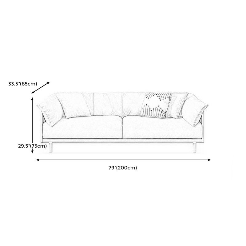 Scandinavian Tuxedo Arm Settee Cotton Blend Standard Sofa with Wooden Legs