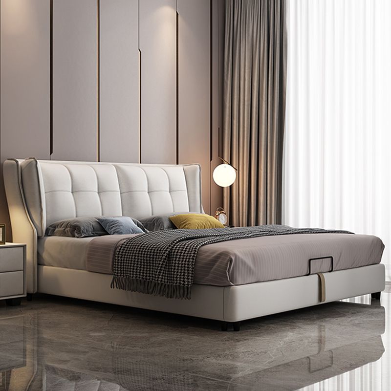 Contemporary Tufted Standard Bed with Wingback Headboard and Legs