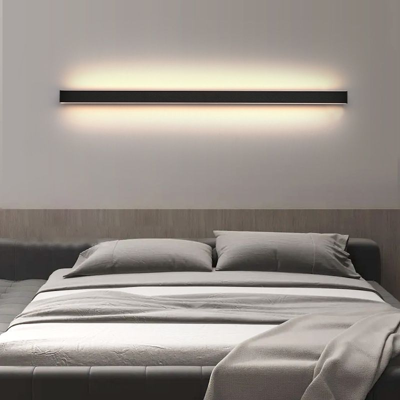 Linear Wall Light Fixture Modern Metal 1 Light Wall Light in Black