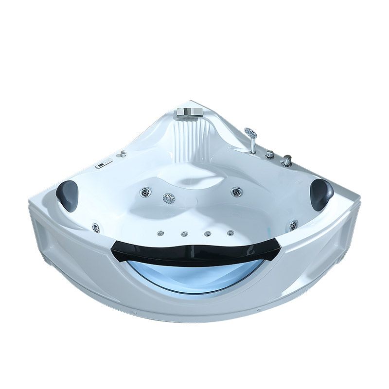 White Corner Acrylic Bath Tub Bathroom Modern Back to Wall Tub