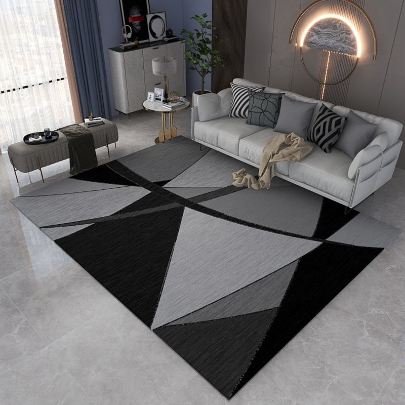 Funky Geometric Carpet Washable Rug Living Room Polyster Carpet with Non-Slip Backing