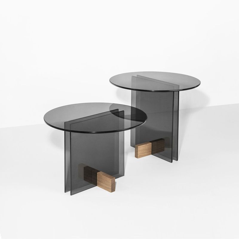 Modern 21.6-inch Round Glass Top Side Table Pedestal End Table