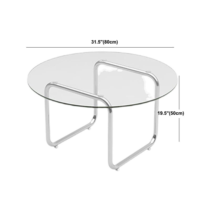 Modern Glass Sled Cocktail Table Round 1 Single Coffee Table