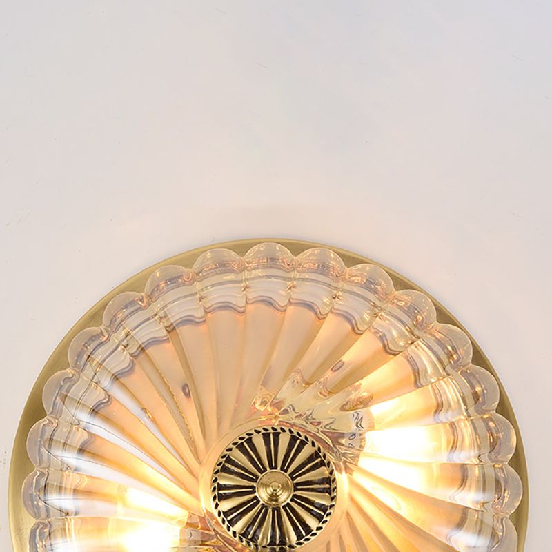 Glass Shade Ceiling Lamp Simplistic Aisle Brass Ceiling Mounted Light