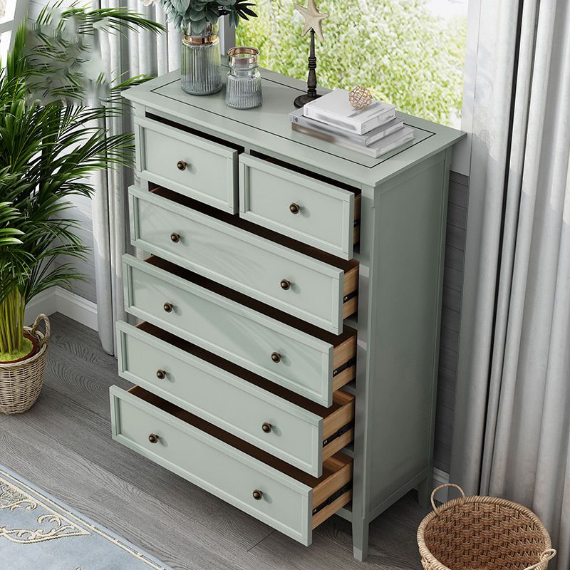 Green Scandinavian Wood Storage Chest with Soft-Close Drawers for Home