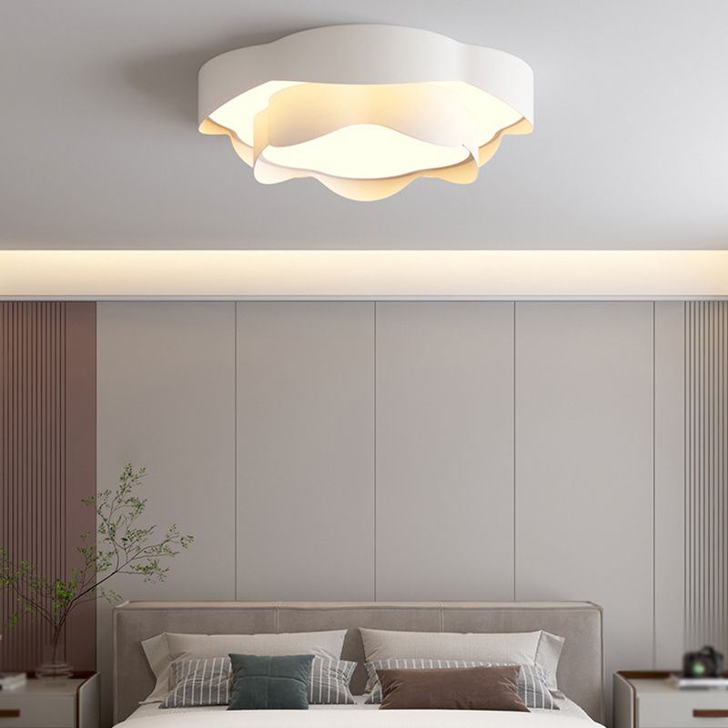 Modernism Flush Mount 2-Tier Ceiling Mounted Fixture in White for Bedroom