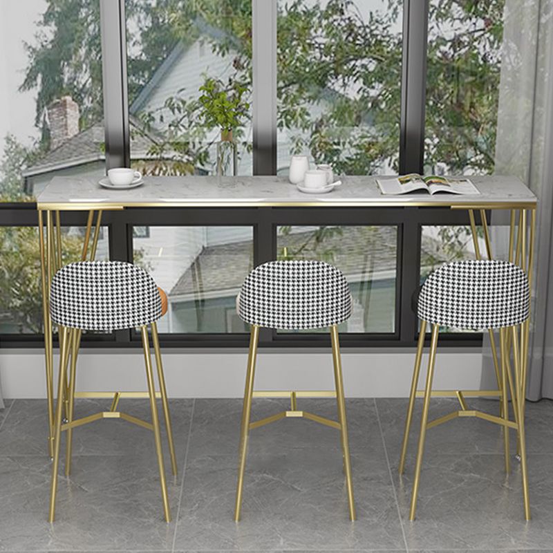 Rectangle Pub Table Glam Faux Marble Top Bar Table for Cafe and Breakroom