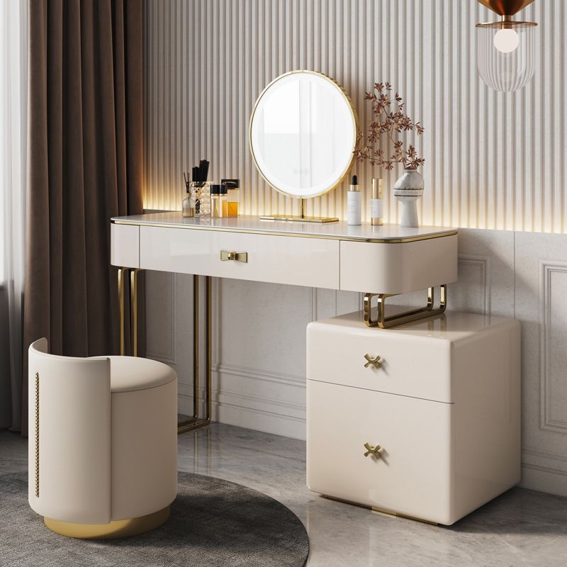 Beige Luxurious Vanity Set with Stool 2/4 Storage Drawers Dressing Table
