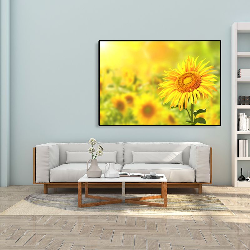 Textured Sunflower Canvas Art Modernism Wall Decor for Girls Bedroom, Multiple Sizes