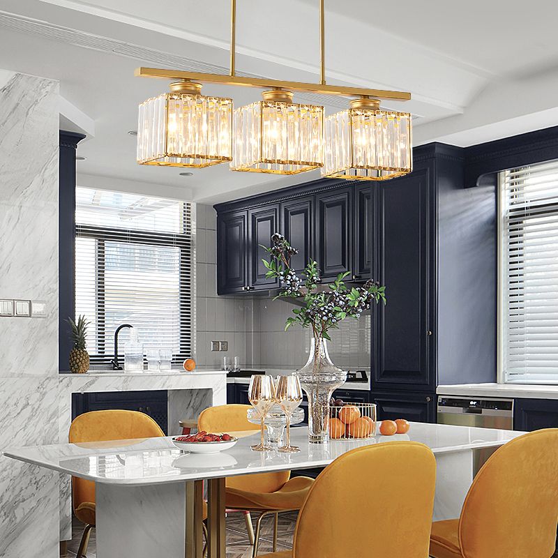 Luces colgantes de Crystal Island de estilo moderno de estilo cuadrado