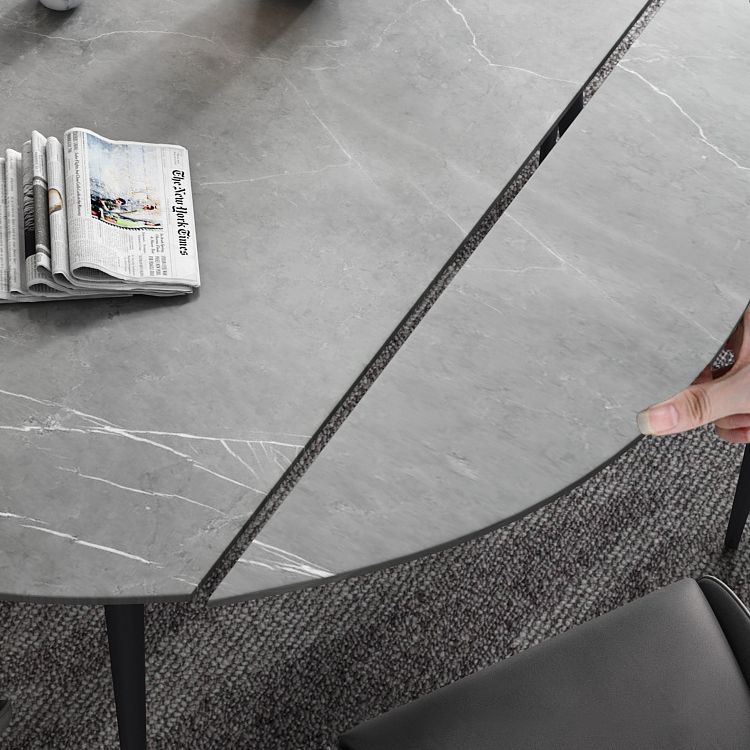 Extendable Modern Dining Room Set with Sintered Stone Top and Black Leg Formal Table Set