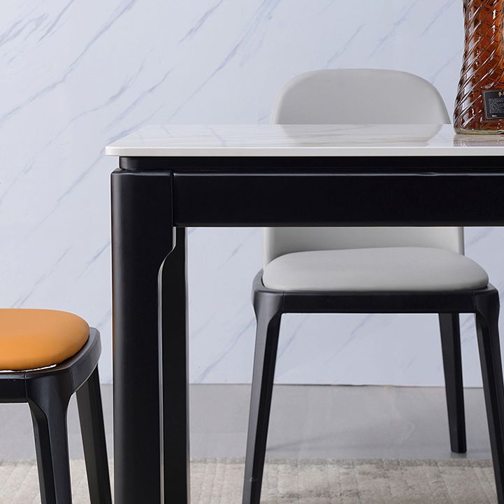 Tavolo da pranzo in pietra sinterizzato in stile contemporaneo 4 gambe tavolo rettangolo di base in legno per casa