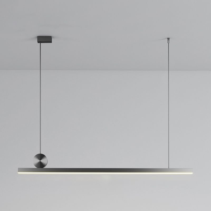 Style moderne linéaire îlot Light Metal 1-Light Island Éclairage en noir