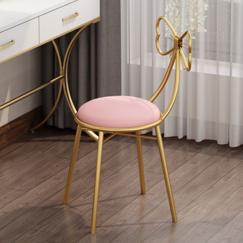 Upholstered Dining Chair Glam Style Open Back Dining Room Chair for Indoor