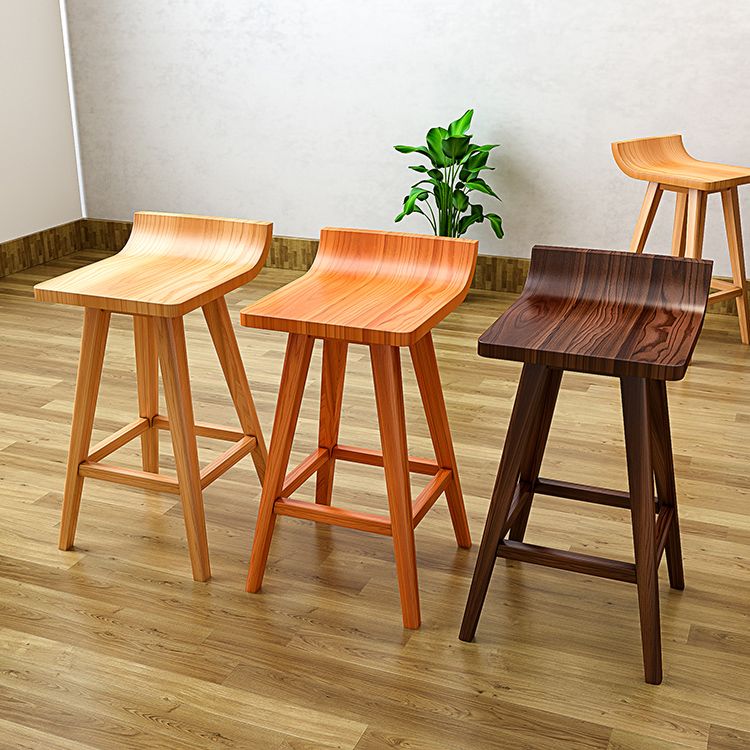 Modern Armless Backrest Counter Stool Wood Cafe Bar Stool with Seat and Pedal