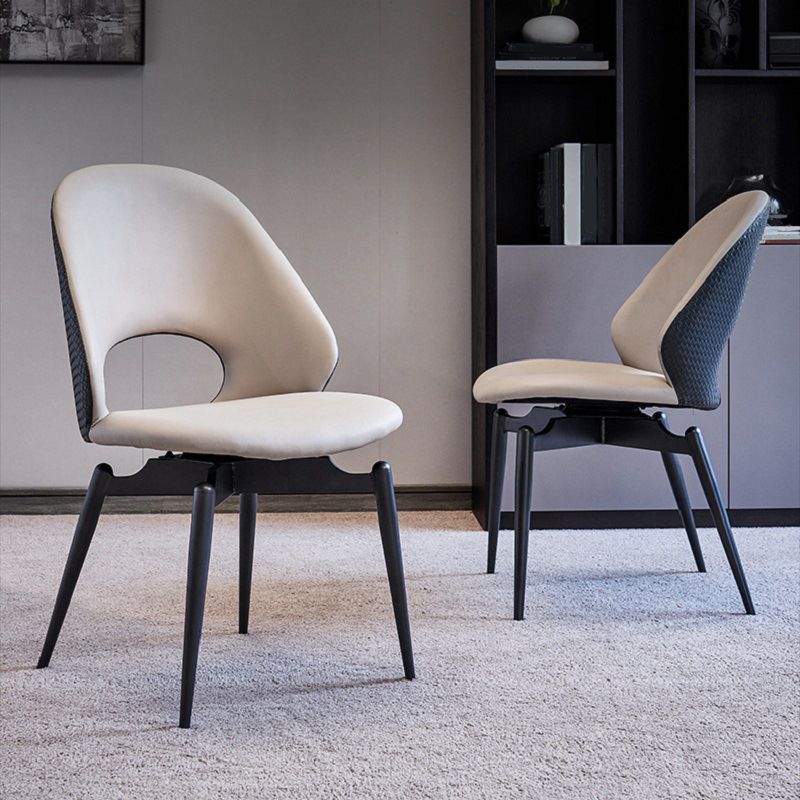 Open Back Dining Side Chair Modern Metal Base Indoor-Outdoor Chair