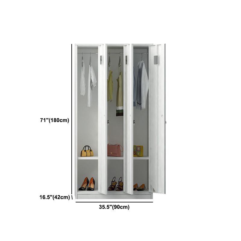 Modern Style Hinged Door Wardrobe for Home Grey Metal Cabinet