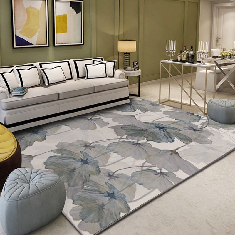 Nordic Bedroom Rug Multi Colored Plant Printed Area Rug Polypropylene Pet Friendly Stain-Resistant Carpet