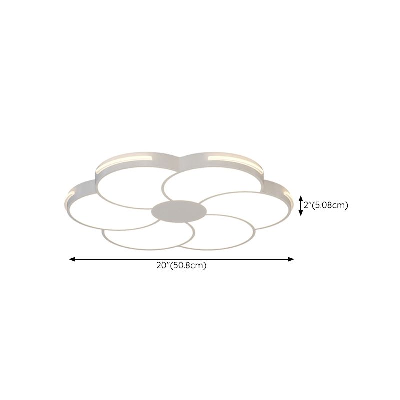 White Flower Ceiling Light Fixture Modernism LED Flush Mount for Bedro