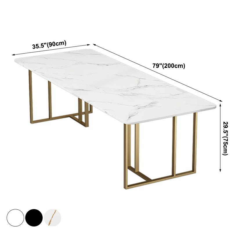 Minimalist Rectangle Shape Dining Table Sintered Stone Standard Dining Table for Kitchen