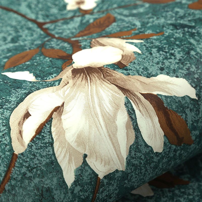 Non-Woven Unpasted Wallpaper Countryside Magnolia Print Wall Covering for Living Room