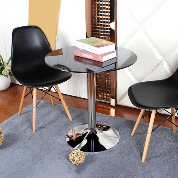 Round Tulip Base Contemporary Dining Table Three-Color Fixed Table of Glass