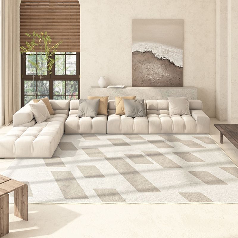 Grey Modern Rug Polyester Circle Rug Non-Slip Backing Rug for Home Decoration