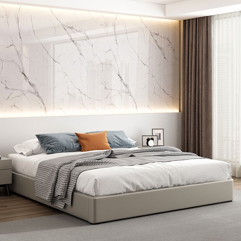 Contemporary Grey 10.23 " Tall Wooden Platform Bed for Bedroom