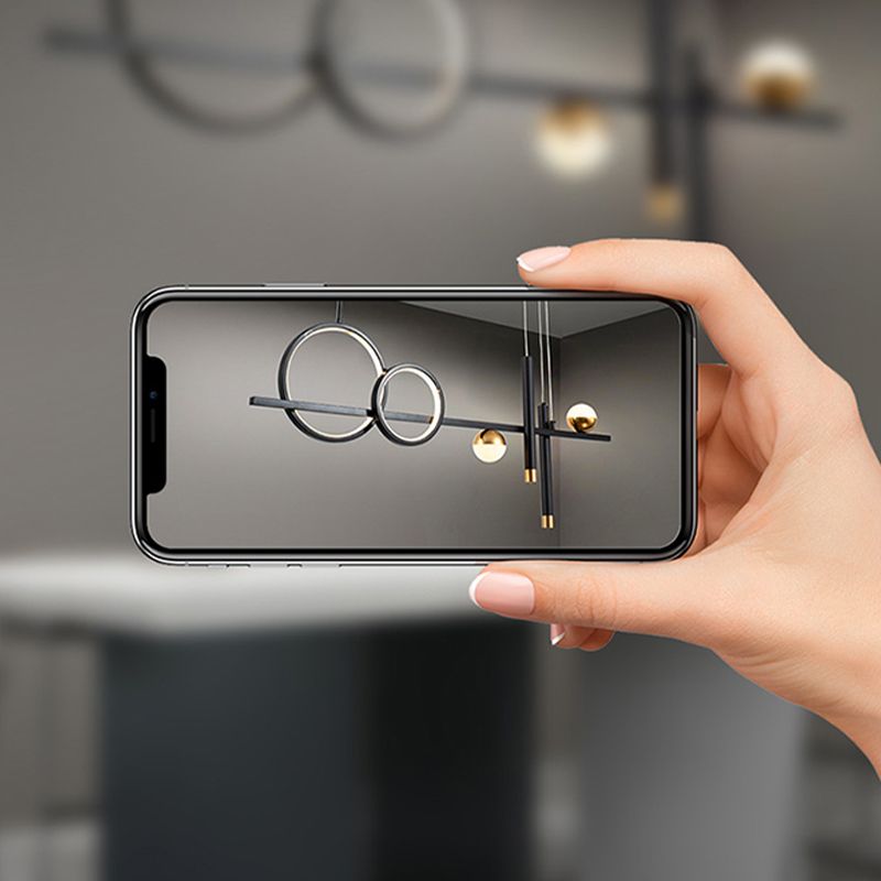 Linear LED Island Lighting in Contemporary Metal 6-Light Pendant Lights for Kitchen