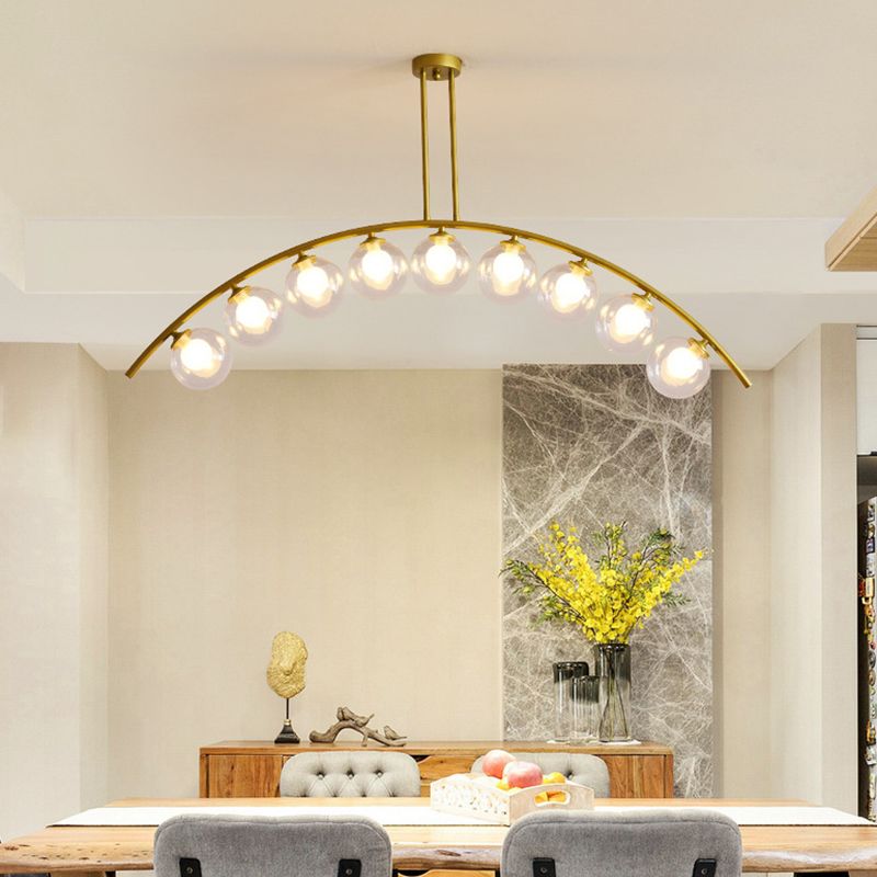 Modern Dining Chandelier Light Round Glass Shade Ceiling Hanging Light for Dining Room