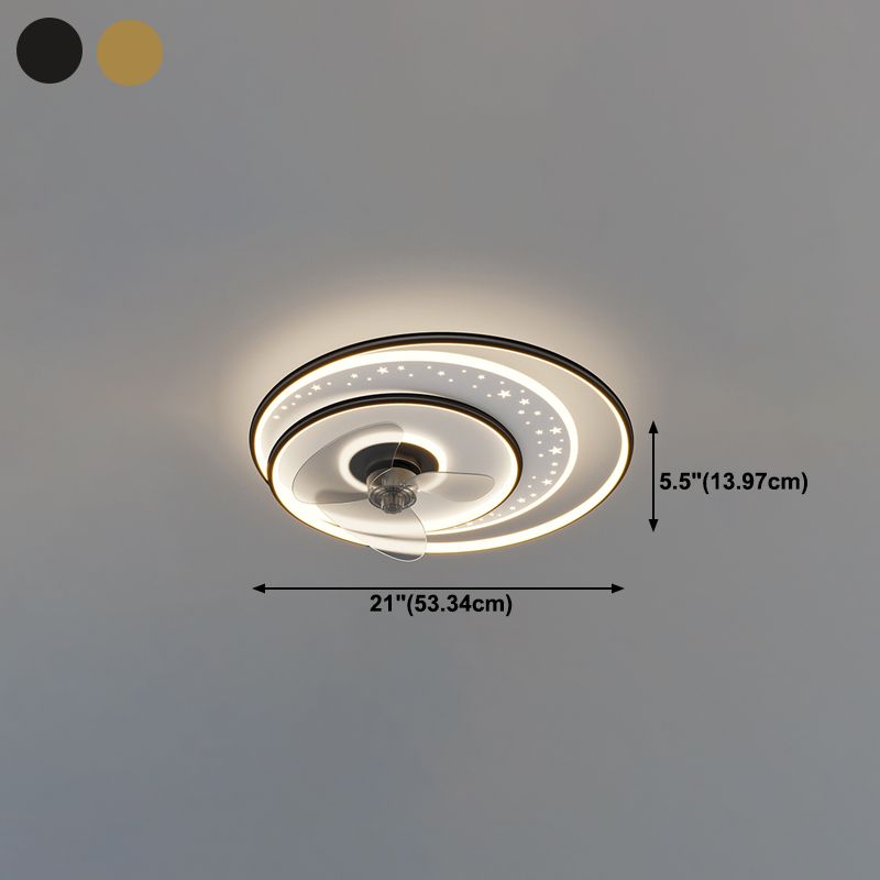 Élégant plafond moderne lampe à fans de la lampe métallique LED Semi Flush Mount Light Light