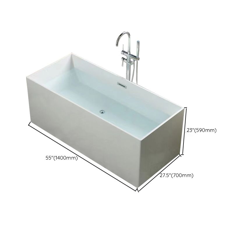 Modern Freestanding Soaking Bathtub Rectangle Acrylic Bathtub in White