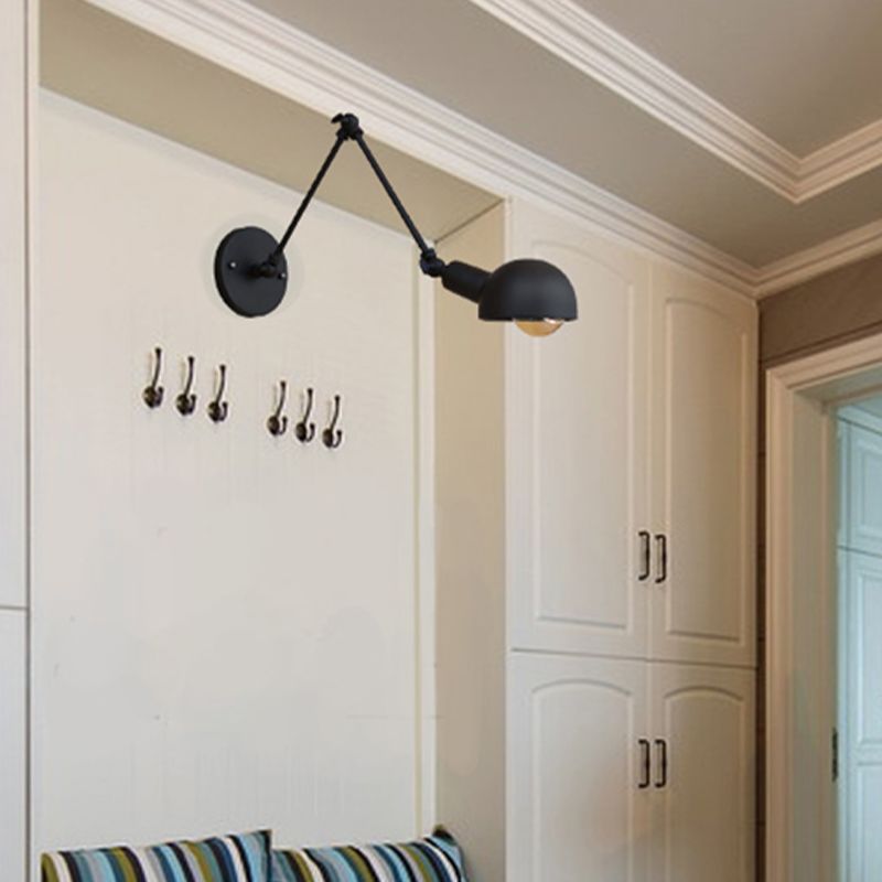 Industrial Style Metal Wall Light Long Arm Black Wall Sconce for Living Room