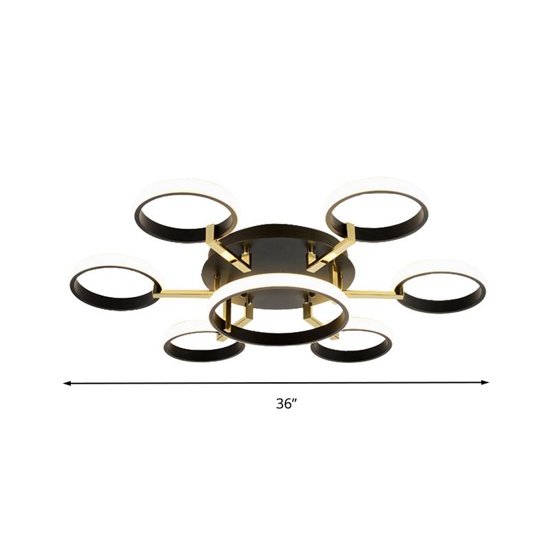 Sputnik Rubor Mount Techo Moderno Acrílico 7/9 Luces Salón Integrado LED Iluminación Techo en Negro