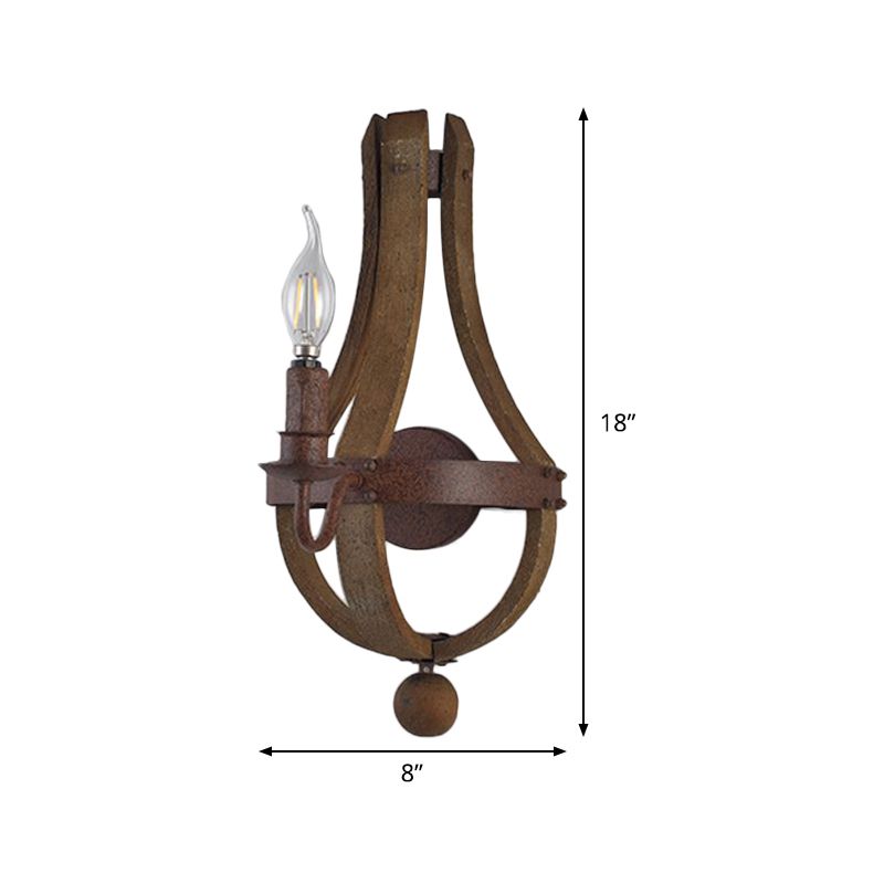 8"/11.5"/15" Wide Candle Metal Sconce Light Country 1/2/3 Lights Dining Room Wall Lighting Fixture in Rust