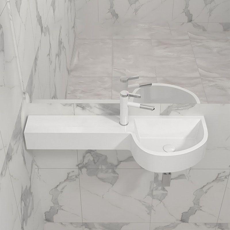 Contemporary Bathroom Sink Man Made Rock Specialty Wall Mount Bathroom Sink without Faucet