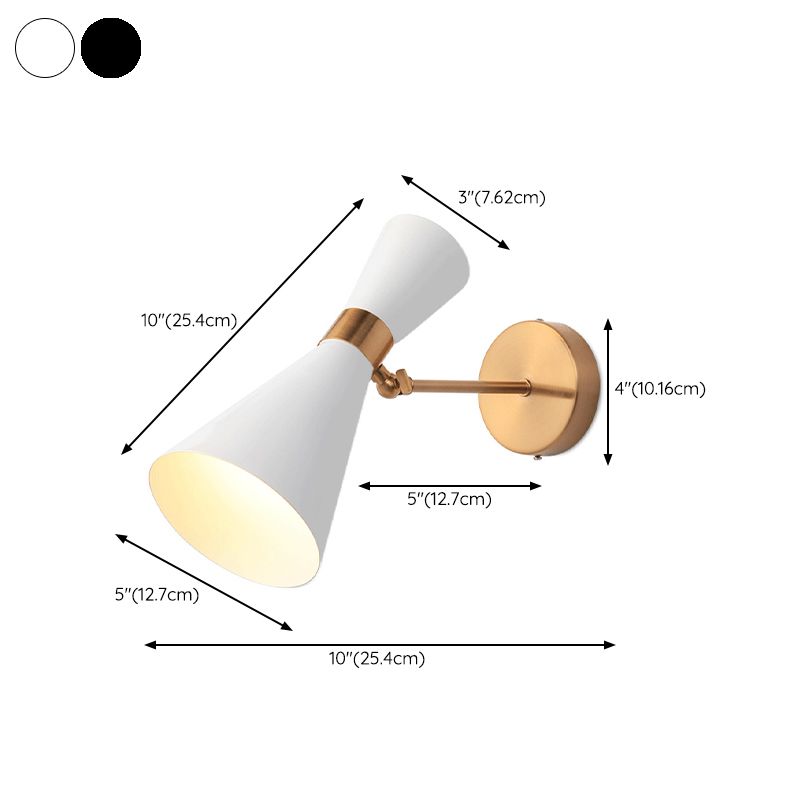 Postmodern Horn Shape Vanity Light with Iron Shade for Shower Room