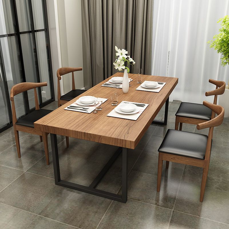 Solid-Top Dining Set 1/5 Pcs Industrial Metal Frame Dining Table and Chairs