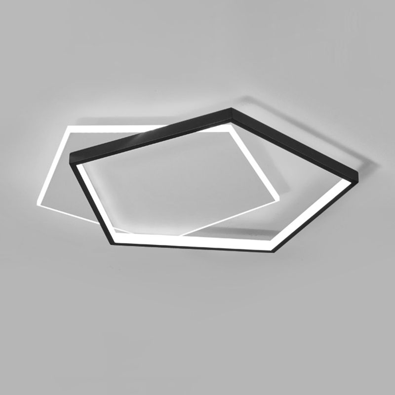 19,5-inch brede dubbele vijfhoekige LED-plafondlamp Aluminium eigentijds inbouwverlichtingsarmatuur in zwart + wit