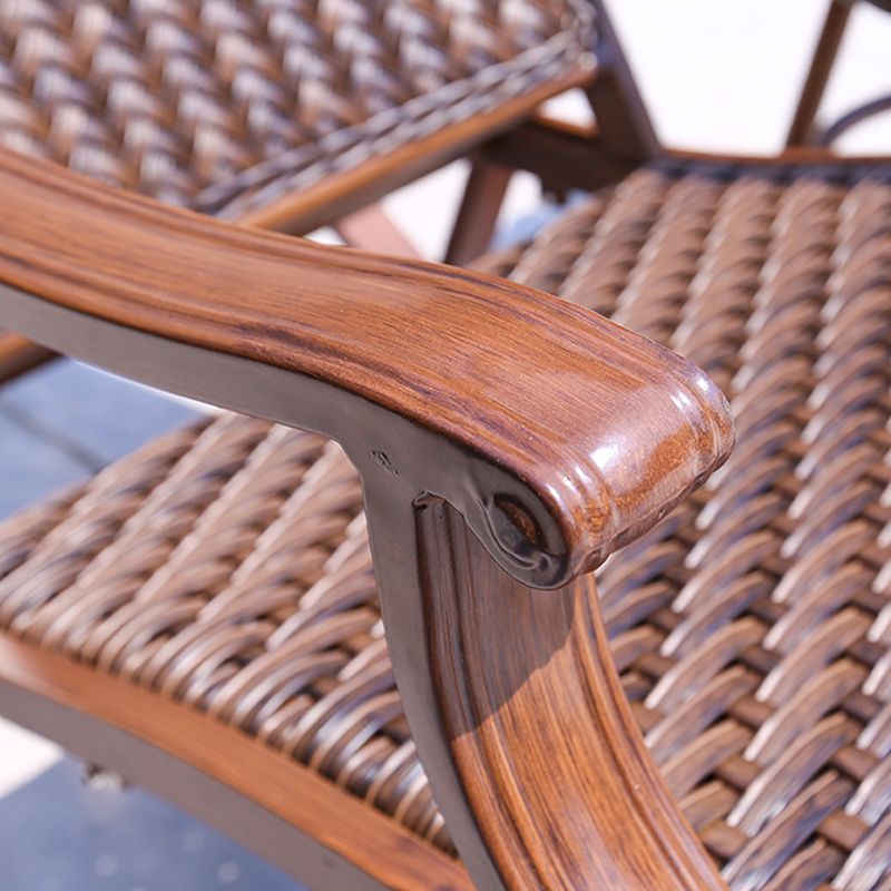 Modern Rocker Wicker Woven Rope with Gray Frame Recliner Chair