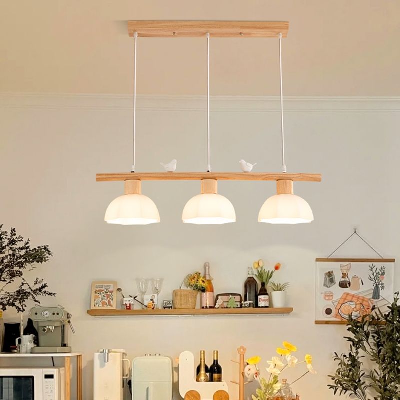 Modernism 3-Light Kitchen Island Lighting Beige Island Pendant Lighting