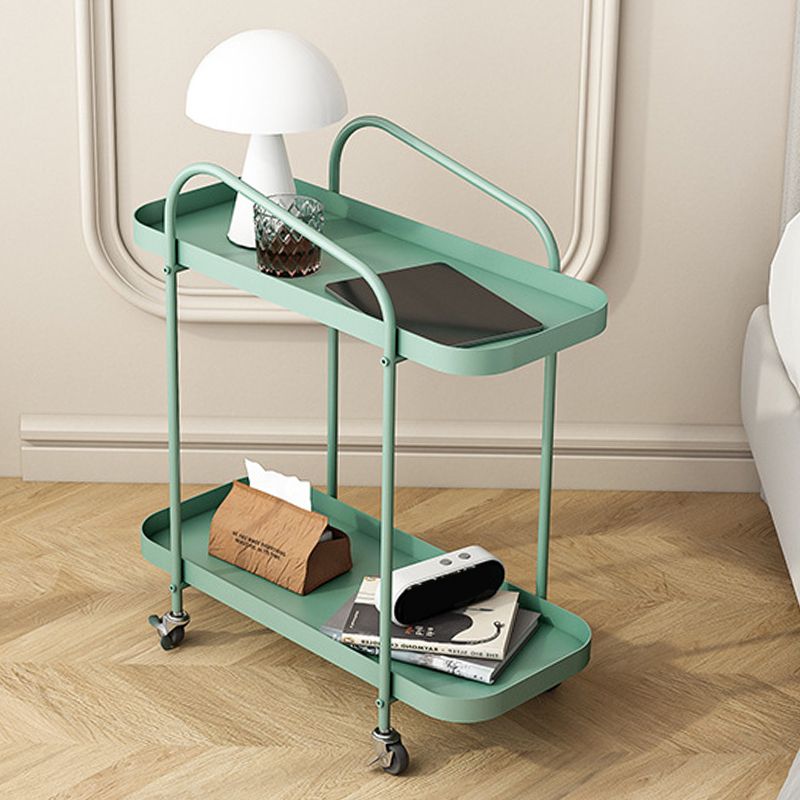 25.2" Tall Metal Side Table Shelf Included End Table with Casters