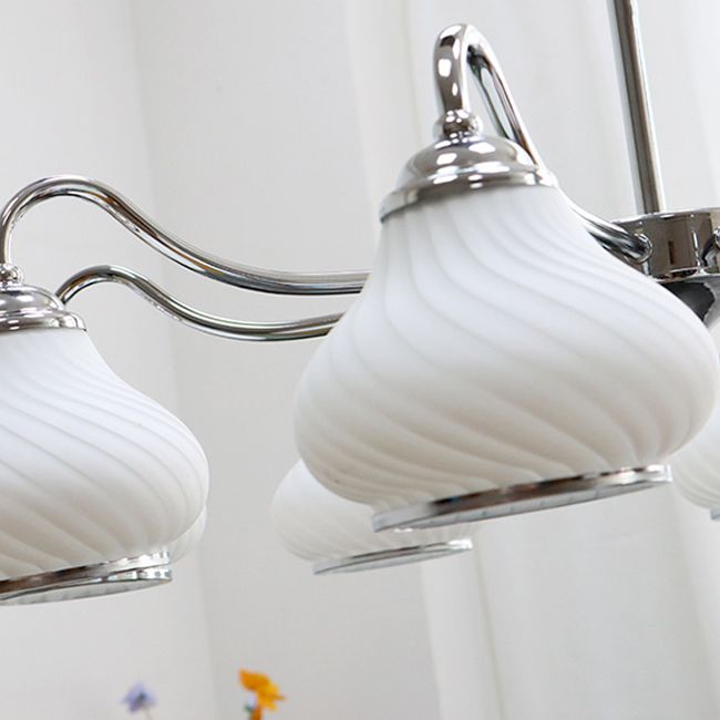 Modern Pendant Light Silver Glass Sputnik Ceiling Light for Living Room