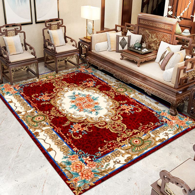 Gray Living Room Area Carpet Modern Medallion Indoor Rug Polyester Washable Carpet