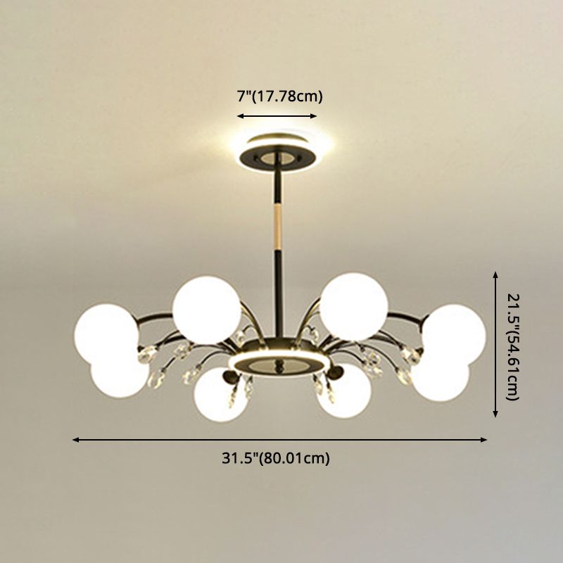 Contemporary Modo Chandelier Lighting Opal Frosted Glass Sitting Room Ceiling Hang Light