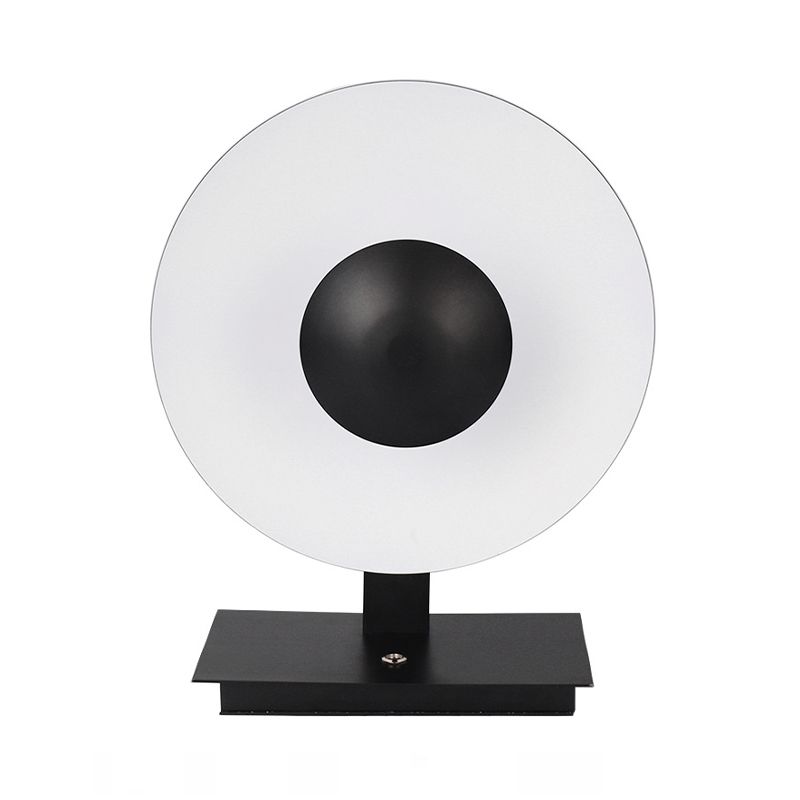 Iluminación de tareas redondas de metal Ligero de lectura LED contemporánea en negro para la cama